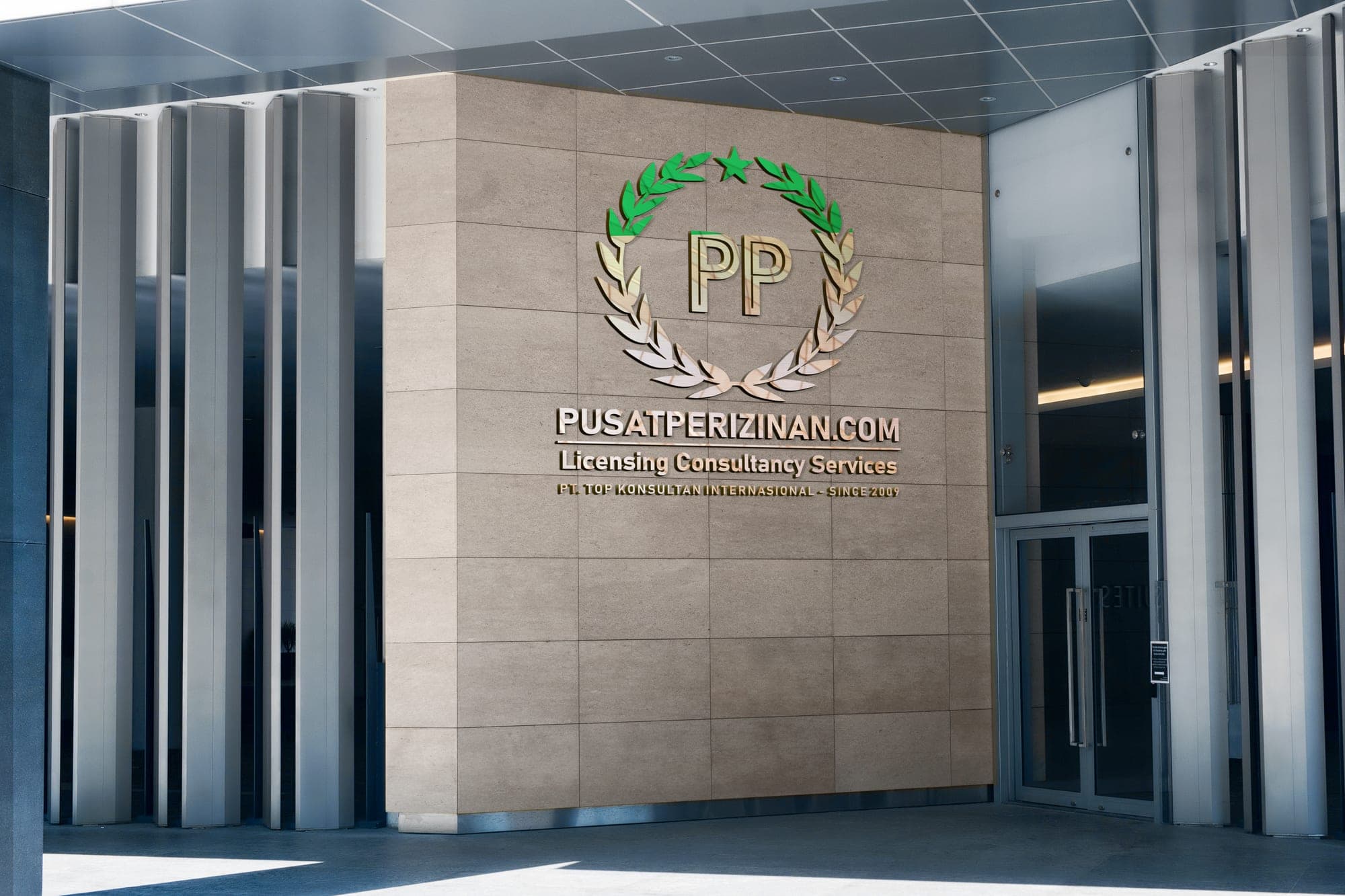 Fasade gedung kantor cabang PusatPerizinan.com di Bandung
